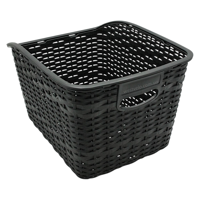 Кошик пластмасовий на багажник плетений чорний AFT-10 (410х320х240) фото westvelo.com