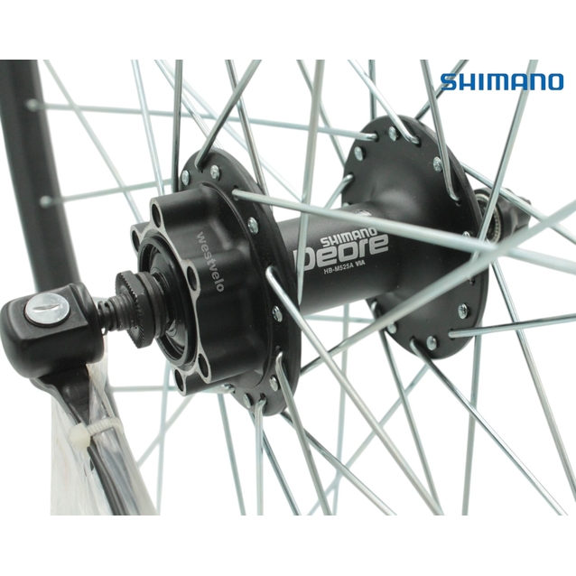 Колесо 29 перед, обід 2-ний чорний дисковий, втулка SHIMANO DEORE FH-M525A, диск 6 болтів,ексцентрик