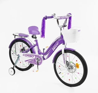 Дитячий велосипед 20 ST Corso «NICE» NC-20105 дискові гальма, фіолетовий