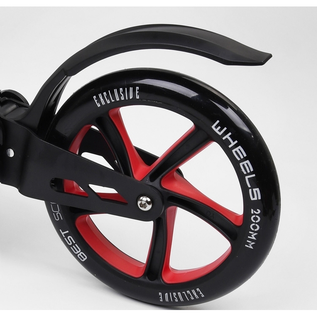 Самокат дитячий 2-х колісний, PU Best Scooter 42923 чорно-червоний, Ø200mm, AL, 2 амортизатора фото westvelo.com