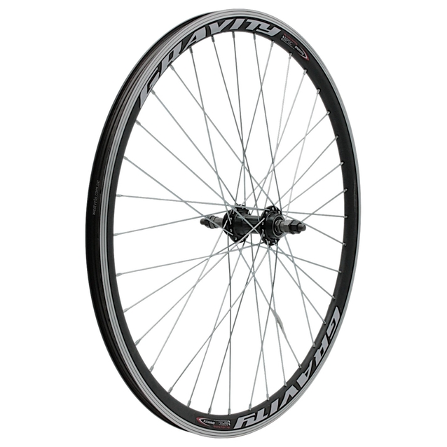 Колесо 26 зад, обід 2-ний чорний, втулка AL на промах чорна (Gravity) фото westvelo.com