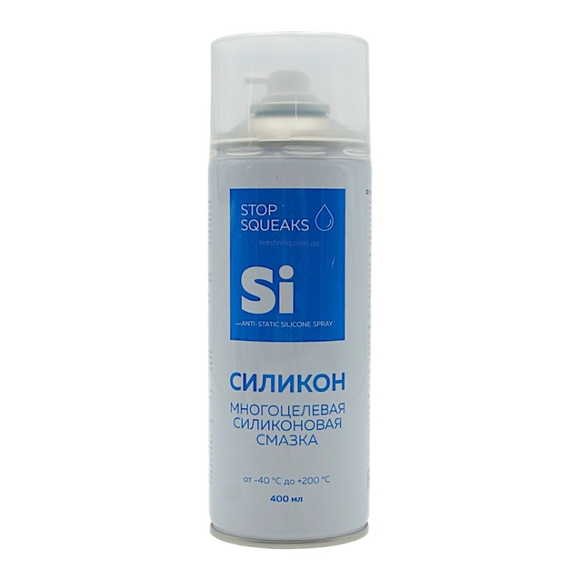 Мастило «Si» силіконове в аерозолі, 400 мл. -40°Сдо +200°С(антистатичний силіконовий спрей) фото westvelo.com