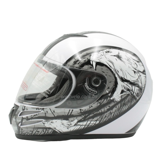 Мото шолом, закритий (L) "HELMO" Інтеграл XZF868, чорний глянцевий фото westvelo.com