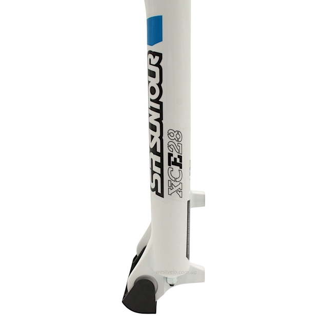 Вилка 27.5 аморт. безрізьб. SR SUNTOUR (SF18-XCE-DS) Ø28.6mm (1-1/8) disk AL шток L-255mm.біла.хід: 80мм фото westvelo.com