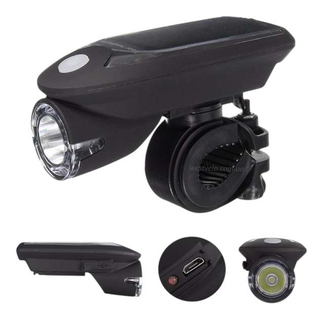 Фара usb FY-307 (1200mAh) (240lm), сонячна панель фото westvelo.com