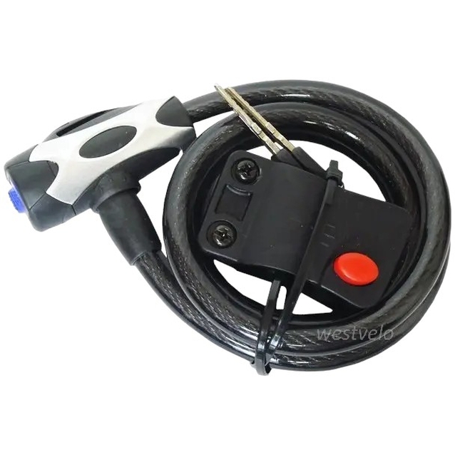 Замок TONYON 555 Ø12mm-1500mm на ключ, з кріпленням на раму фото westvelo.com