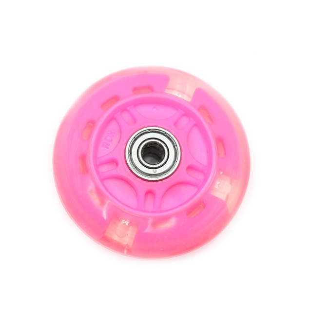 Колесо самоката дитячого пластик Ø80/22мм, діодне, рожеве фото westvelo.com