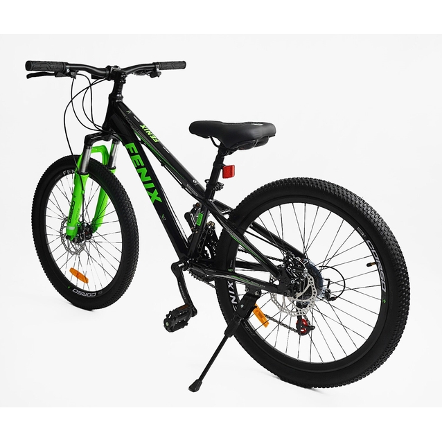 Велосипед 24 AL Corso «FENIX» FX-24882 алюміній 11", (к-т Saiguan) чорно-салатовий фото westvelo.com