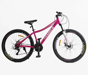 Велосипед 27.5 ST Corso «AMBER» MB-45744 сталь 15", (к-т SHIMANO) рожево-білий