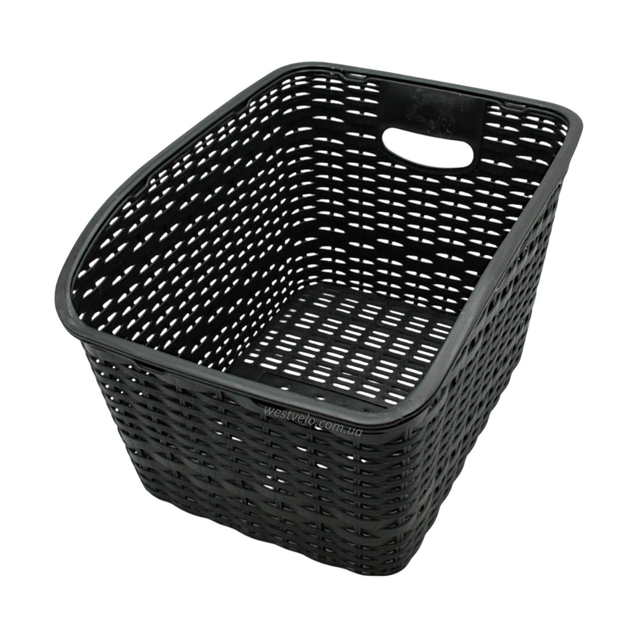 Кошик пластмасовий на багажник плетений чорний AFT-10 (410х320х240) фото westvelo.com