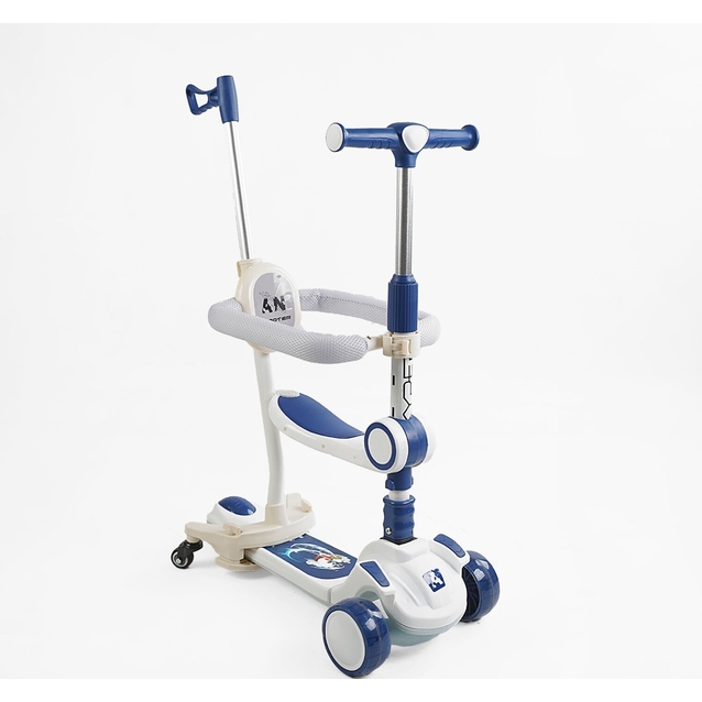 Самокат 5в1 Skyper FJ-59060, колеса PU125х40мм зі світлом, укр озвучування та підсвічування платформи, біло-синій фото westvelo.com