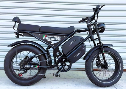 Електрофетбайк 20 ST Corso «PREMIER» PR-96150 сталь, двигун 1500W, акумулятор 2х48V18Ah літієвий, (к-т SHIMANO) чорний