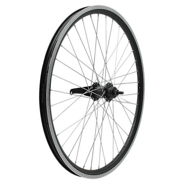 Колесо 24 зад, обід 2-ний чорний, втулка Falcon (чорна) + к-т фото westvelo.com