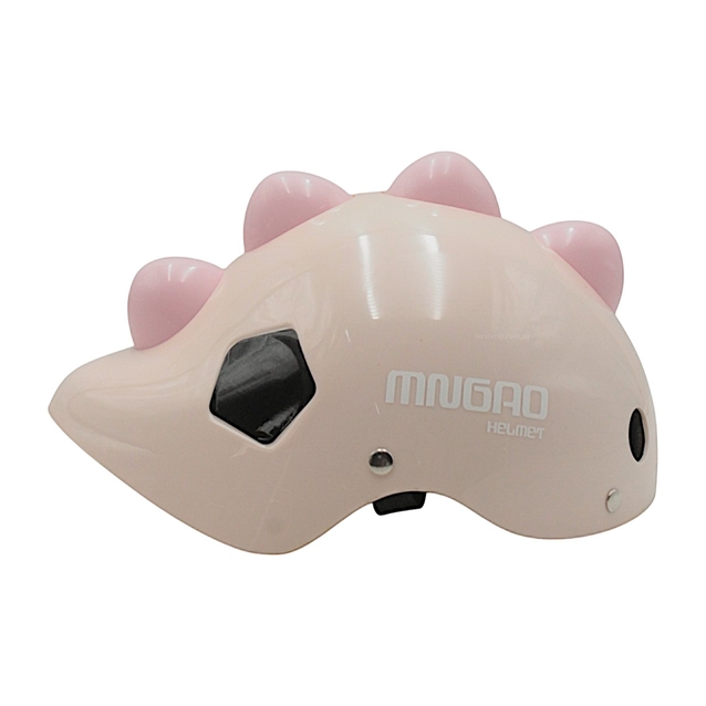 Вело шолом дитячий 587 "Динозавр" персиковий, з мигалкою, нерегульований фото westvelo.com