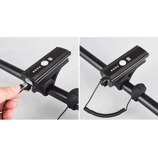 Фара usb + сигнал StVZo HJ-062 з датчиком світла, AL корпус 300 LM . Type C фото westvelo.com