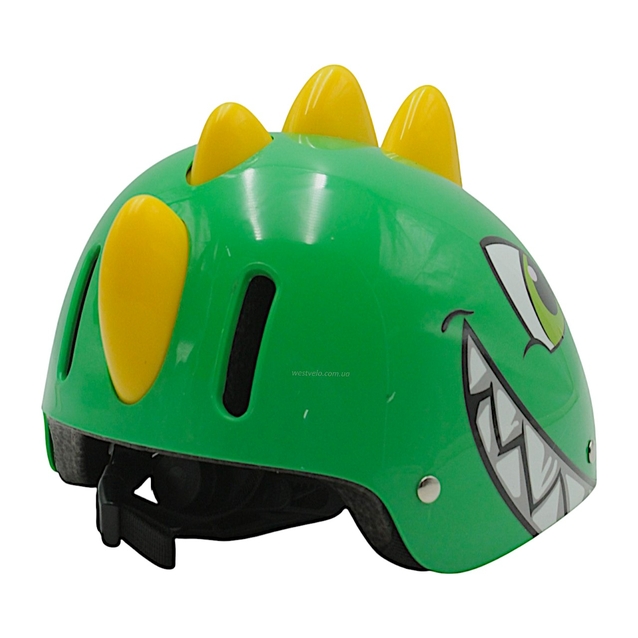 Вело шолом дитячий 585 "Динозавр" зелений, регульований фото westvelo.com