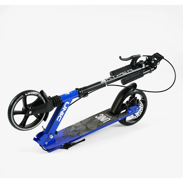 Самокат дитячий 2-х колісний, PU Skyper «UNIC» UN-69470 синій, колеса Ø200mm, ручне дискове гальмо, 1 амортизатор передній фото westvelo.com
