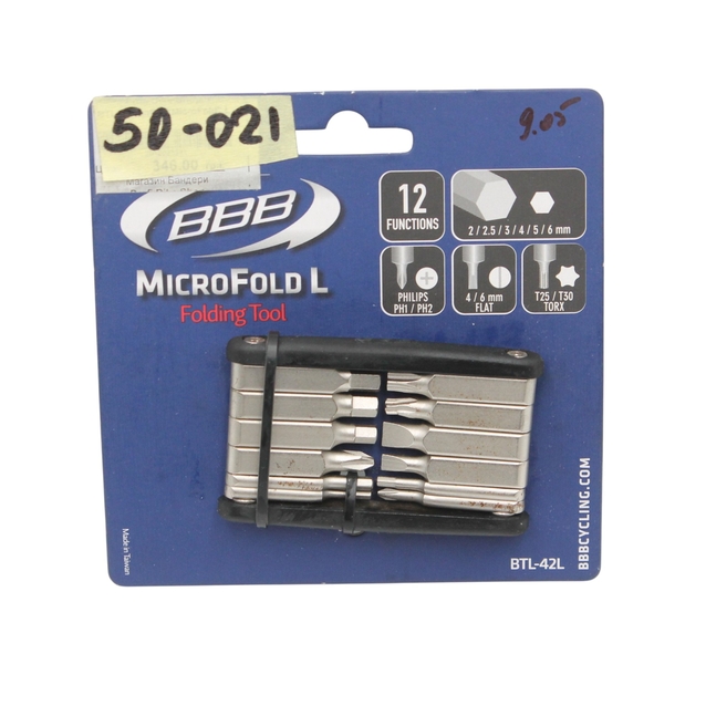 Мультитул BBB (BTL-42L MicroFold L), 6-гранники, чорний (12 елементів) (Тайвань) фото westvelo.com