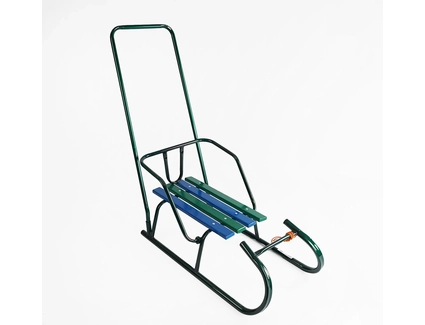 Сани «Сніговий баранчик» з ручкою, круглі полози, зелені