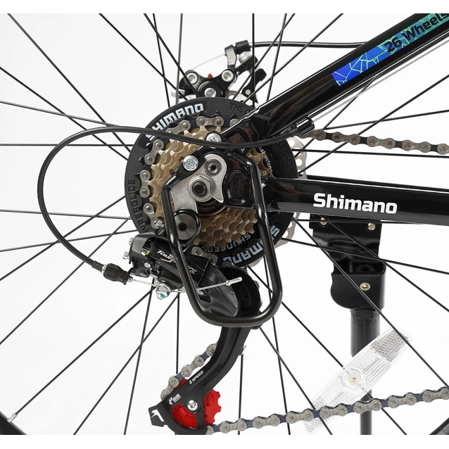 Велосипед 26 AL Corso «PULSAR» PL-26407 алюміній 13", (к-т SHIMANO) чорно-салатово-синій фото westvelo.com
