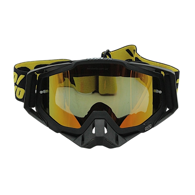 Мото окуляри Кросс-ендуро 100% 109-1-8, чорні, дзеркальний візор (class B) фото westvelo.com