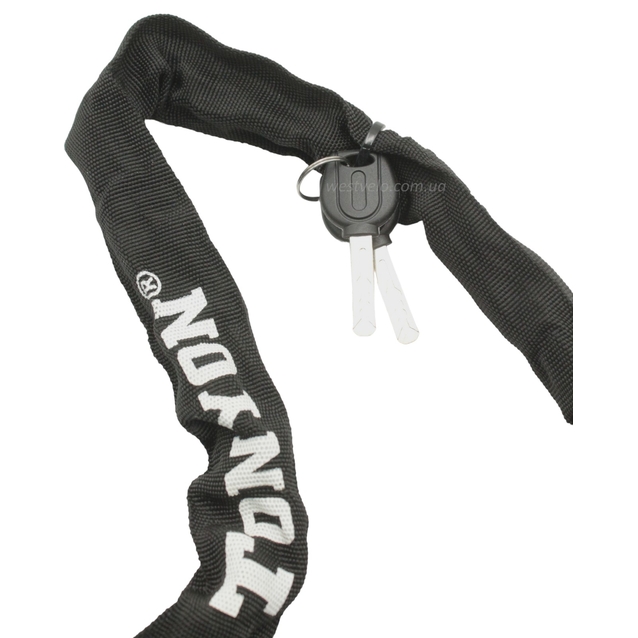 Замок на ключ ланц, TONYON (TY762) Ø6mm L-900mm в чохлі фото westvelo.com