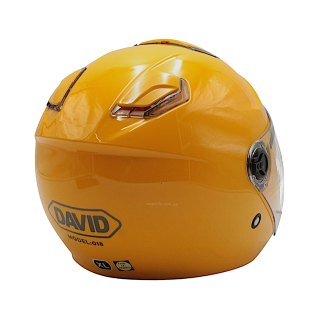 Мото шолом, відкритий (XL) (61-62см)"DAVID" D018 жовтий глянцевий (ABS) фото westvelo.com