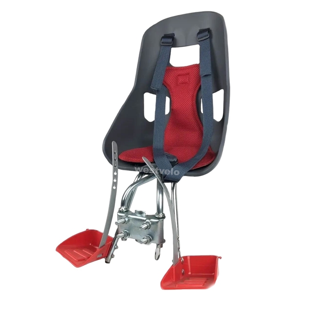 Крісло дитяче, пластик, на стакан руля, з спинкою + підніжки, сіре фото westvelo.com