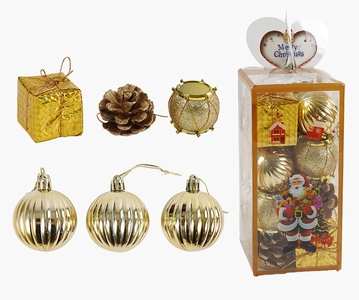 Новорічні прикраси 16 шт, кульки, шишки, подарунки (C 67358)