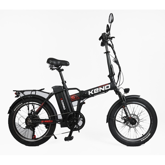 Електровелосипед 20 AL Corso «KENO» KN-11420, алюміній складний, двигун 350W, акумулятор 36V10Ah літієвий чорний фото westvelo.com
