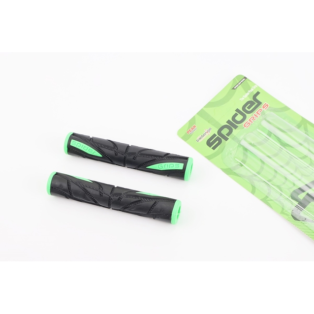 Мото гріпси (для гальмівних важелів) SPIDER, гумові, чорно-зелений (L-100mm. внутрішній Ø11mm) фото westvelo.com