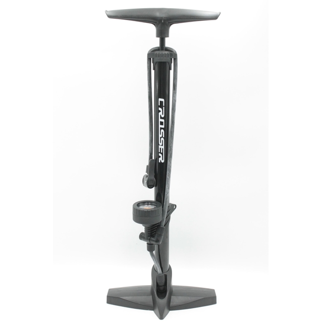 Насос авто з манометром CROSSER 3261 сталевий чорний, 2-ний наконечник (AV/FV) фото westvelo.com