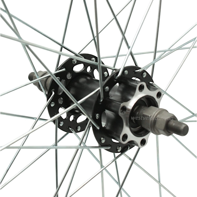 Колесо 26 зад, обід 2-ний чорний дисковий, втулка SHUNFENG проми, диск 6 болтів фото westvelo.com