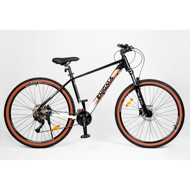 Велосипед 29 AL Corso «ENIGMA» NG-29747 алюміній 19", (к-т SHIMANO Alivio) вилка Santour гідравлічна, чорно-біло-коричневий фото westvelo.com