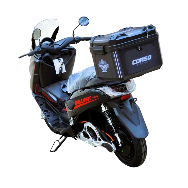Електроскутер Corso «BRILLIANT» BR-808123, двигун 2000W, акумулятор 72V/32Ah, чорно-червоний + 1 ящик. акум, + 1 ящик. багажник