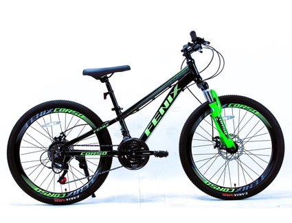 Велосипед 24 AL Corso «FENIX» FX-24819 алюміній 11", (к-т SunRun) чорно-салатовий