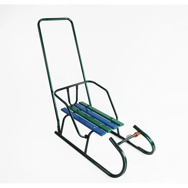 Сани «Сніговий баранчик» з ручкою, круглі полози, зелені фото westvelo.com