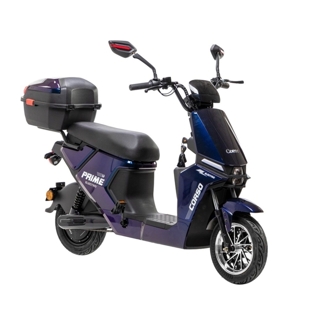 Електроскутер Corso «PRIME» PM-91006, двигун 1000W, акумулятор 60V/20Ah свинцево-кислотний, темно синій + 1 ящик. акум, колеса 10" фото westvelo.com