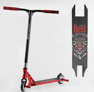 Самокат трюковий Best Scooter «SPIDER» 28536 червоний, HIC-система, пеги, AL диск та дека, колеса PU Ø110mm, ширина керма - 60 см