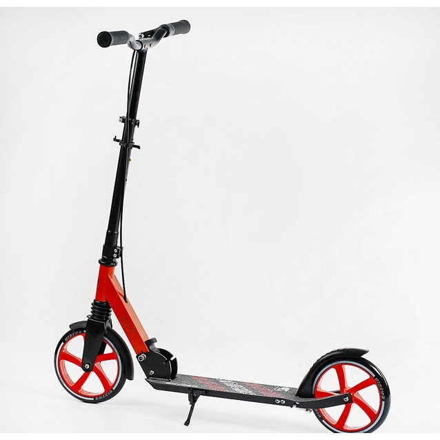 Самокат дитячий 2-х колісний, PU Skyper «SIRIUS» S 16312 чорно-червоний(2), Ø200mm, 1 амортизатор, ручне гальмо фото westvelo.com