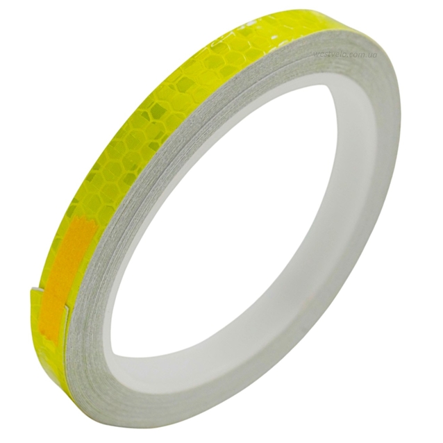 Світловідбивна стрічка Xiamen для велосипеда та мотоцикла Самоклейна 8 м. Жовта фото westvelo.com