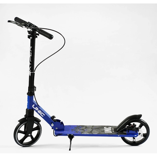 Самокат дитячий 2-х колісний, PU Skyper «UNIC» UN-69470 синій, колеса Ø200mm, ручне дискове гальмо, 1 амортизатор передній фото westvelo.com