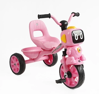 Дитячий велосипед 3-х колісний EVA (піна) Best Trike колеса 10-8, «Робот» BS-60413 рожевий, сталева рама, УКР.ОЗВУЧУВАННЯ, кошик