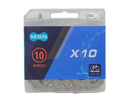Ланцюг спорт. 10 передач MSN X10 нікель пластик 116 ланок (1/2 х 11/128) + замок
