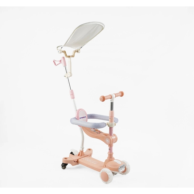 Самокат 5в1 Skyper BT-39904, колеса PU 125х40мм зі світлом, укр озвучування та підсвічування платформи, пудровий фото westvelo.com