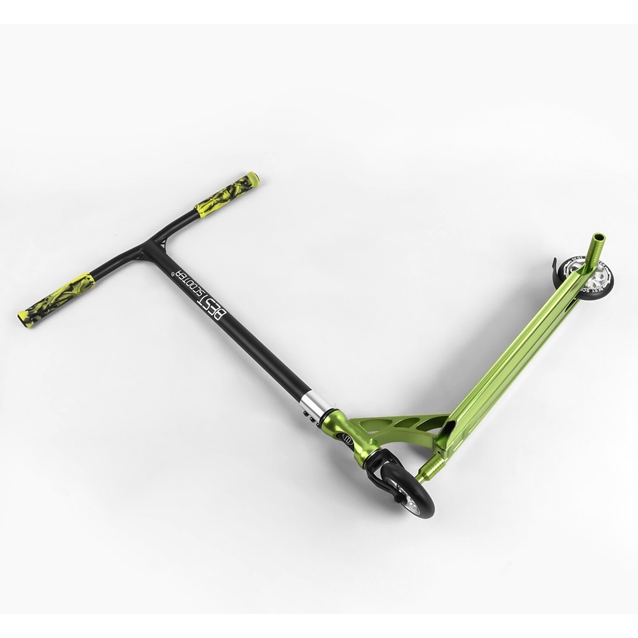 Самокат трюковий Best Scooter «SPIDER» 53442 чорно-зелений, HIC-система, пеги, AL диск та дека, колеса PU Ø110mm, ширина керма - 60 см фото westvelo.com