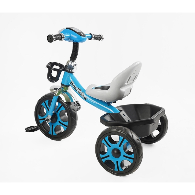 Дитячий велосипед 3-х колісний EVA (піна) Best Trike колеса 12-10, BS-24513 блакитний, сталева рама, фара з музикою та світлом, кошик фото westvelo.com