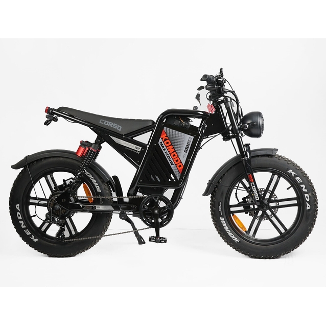 Електрофетбайк 20 ST Corso «KOMODO» KM-73100 сталь, двигун 1200W, акумулятор 60V21Ah літієвий, (к-т SHIMANO) чорно-помаранчевий фото westvelo.com