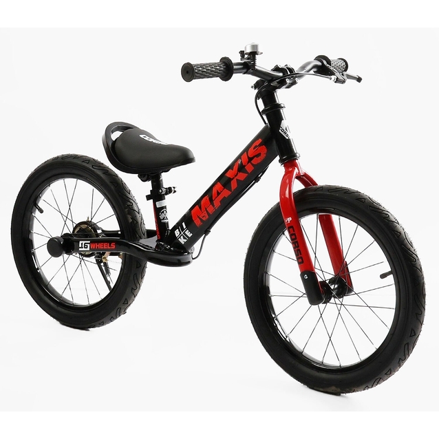 Велобіг 16 Corso надувні колеса, сталева рама «MAXIS» MX-30909 чорно-червоний фото westvelo.com