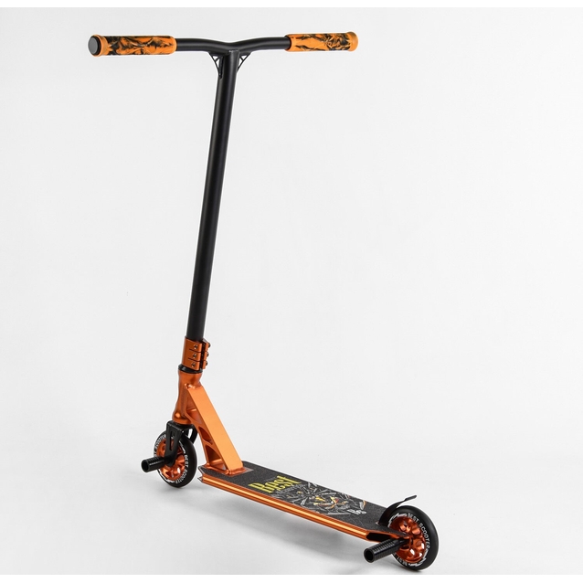 Самокат трюковий Best Scooter «SPIDER» 53880 помаранчевий, HIC-система, пеги, AL диск та дека, колеса PU Ø110mm, ширина керма - 60 см фото westvelo.com